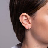 Alternating Dangle to Huggies Oval Diamond Earrings