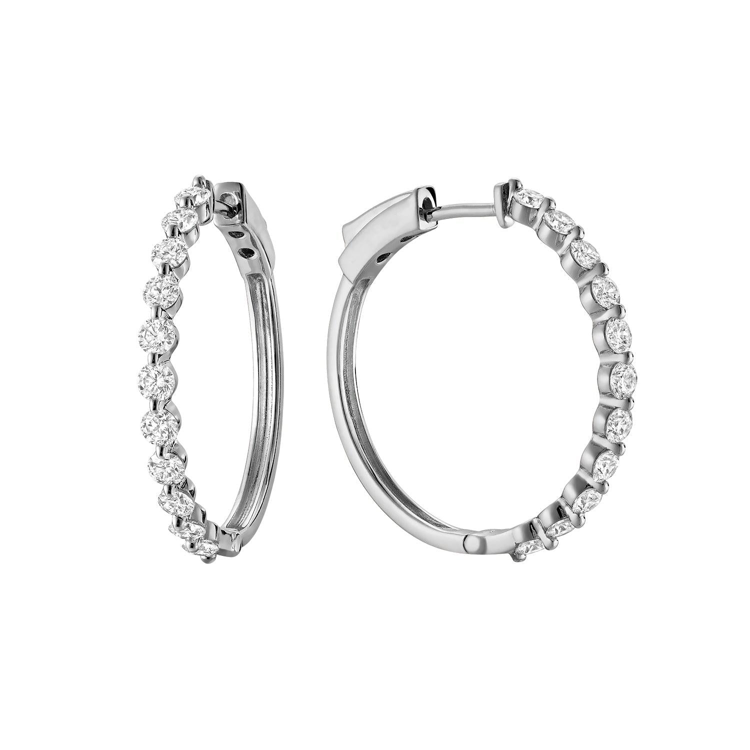 Slim Diamond Loop Earrings