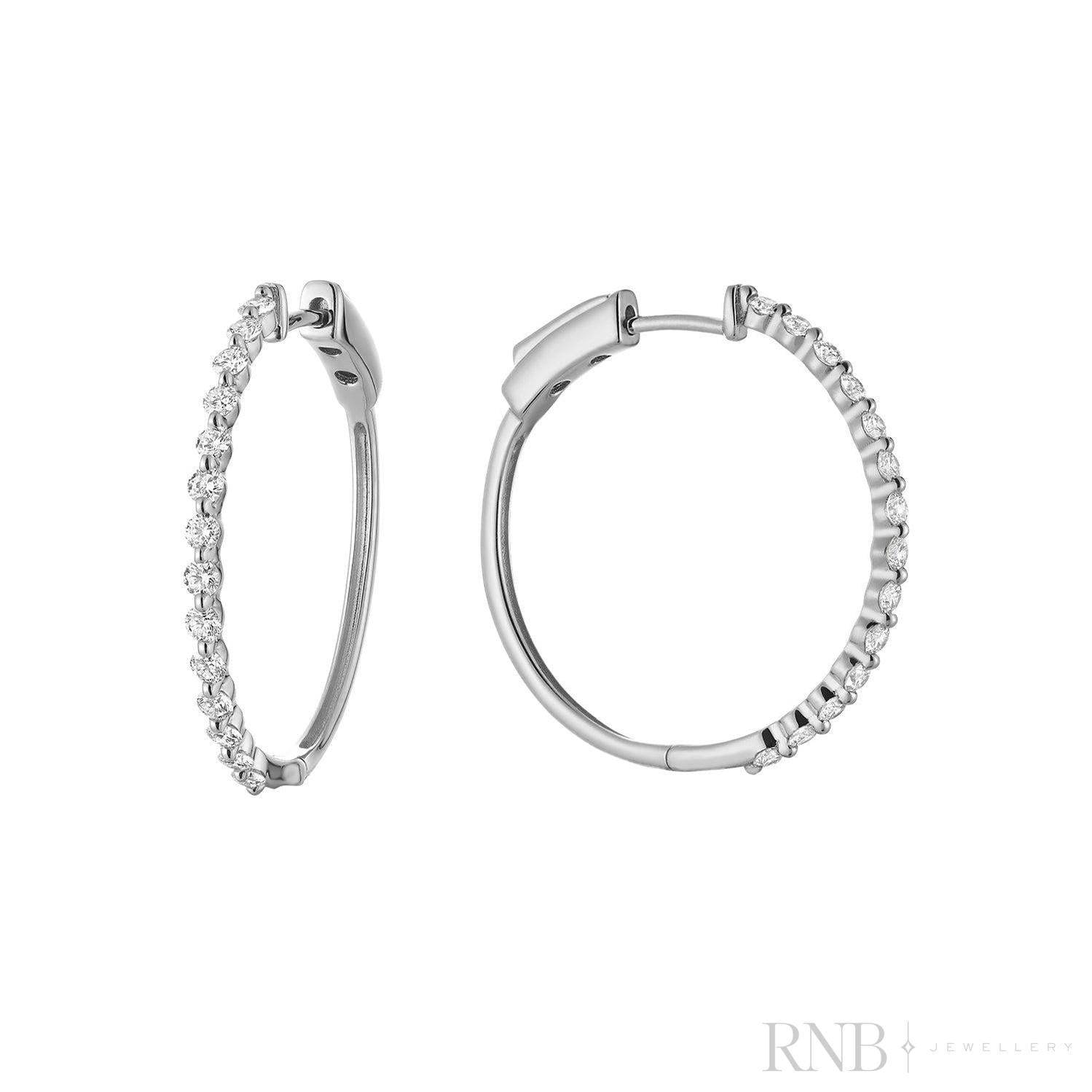 Slim Diamond Loop Earrings