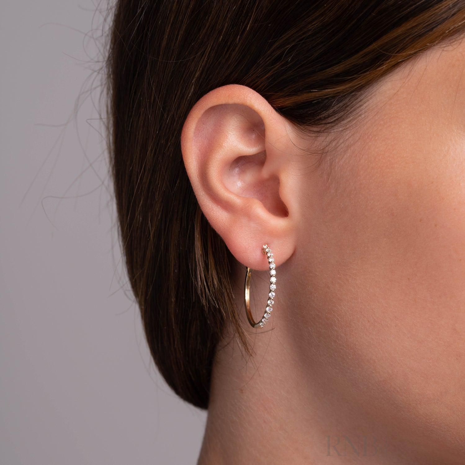 Slim Diamond Loop Earrings