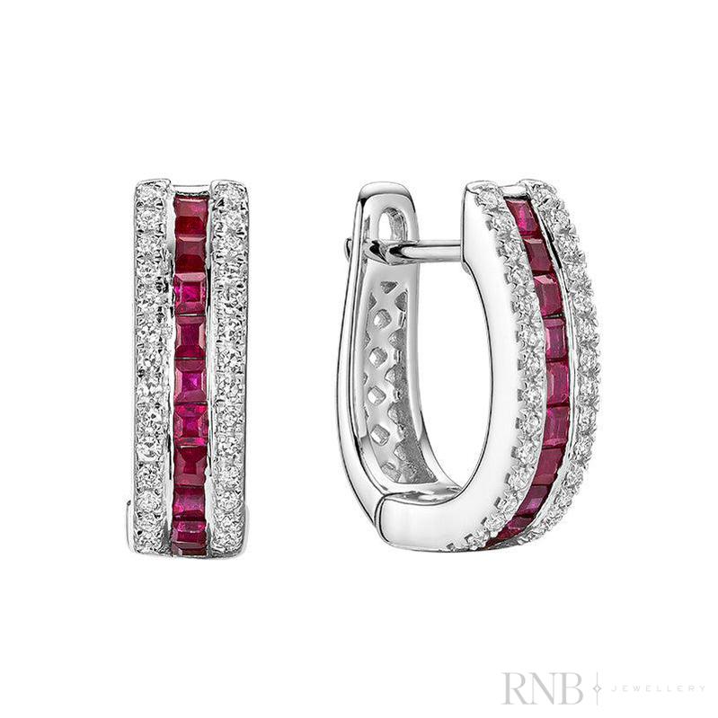 Precious Stones & Diamond Huggie Earrings