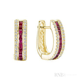 Precious Stones & Diamond Huggie Earrings