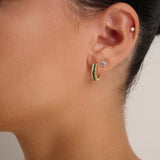 Precious Stones & Diamond Huggie Earrings