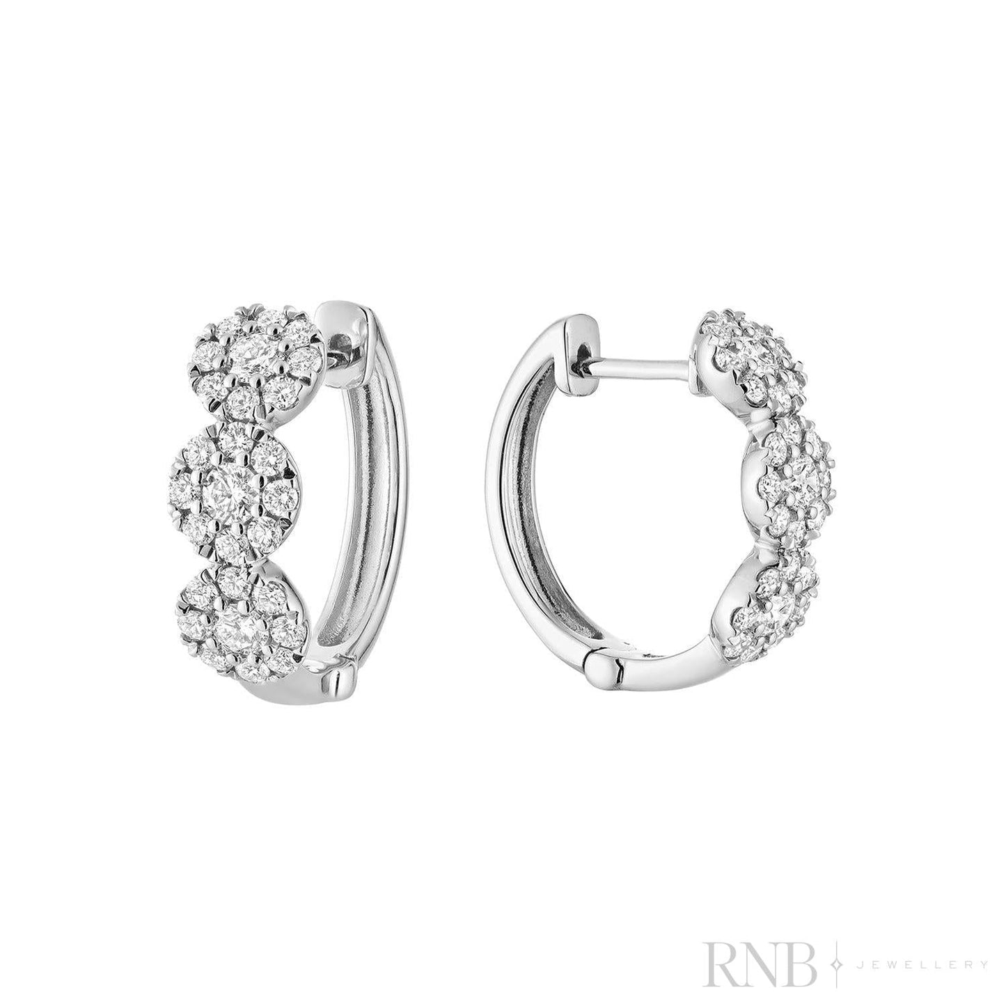 Triple Halo Diamond Huggie Earrings