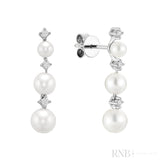 Cultured Pearl & Diamonds Stud Earrings