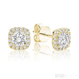 Cushion Mount Diamond Halo Stud Earrings