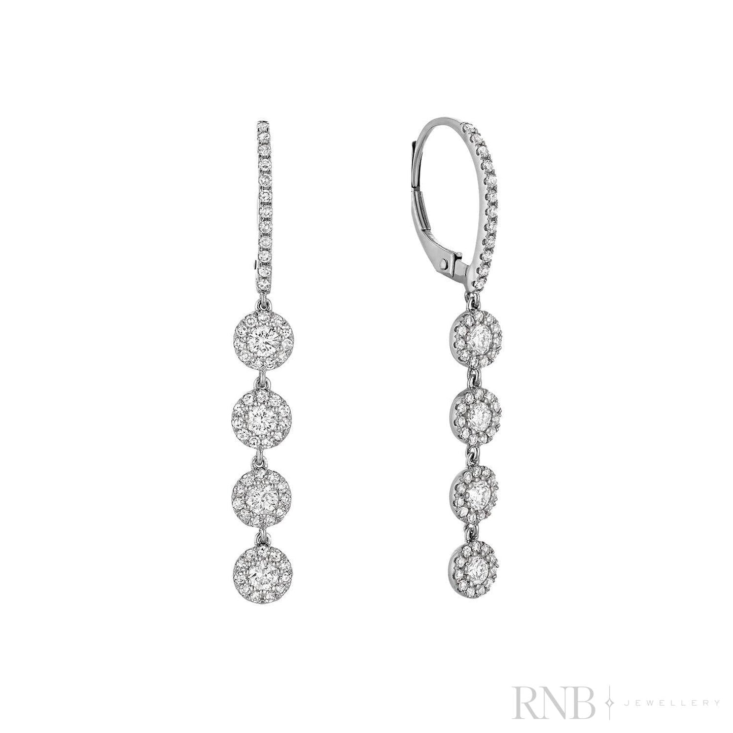 Quadruple Halo Dangle Diamond Earrings