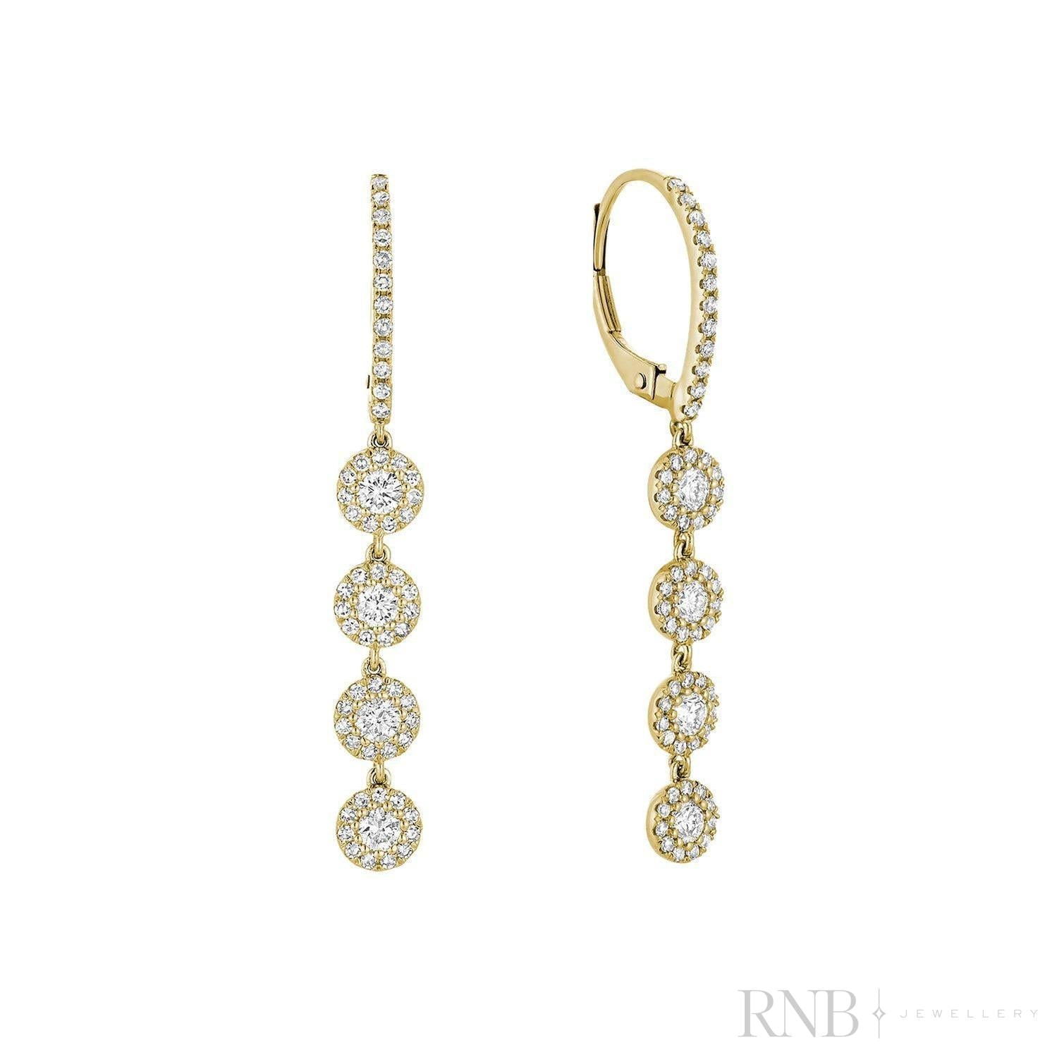 Quadruple Halo Dangle Diamond Earrings