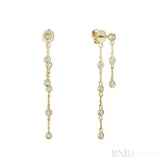 Double Chain Diamond Bezel Dangle Earrings