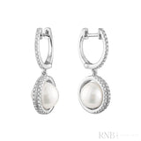 Dangle Pearl & Diamond Earrings