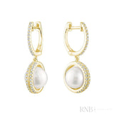 Dangle Pearl & Diamond Earrings
