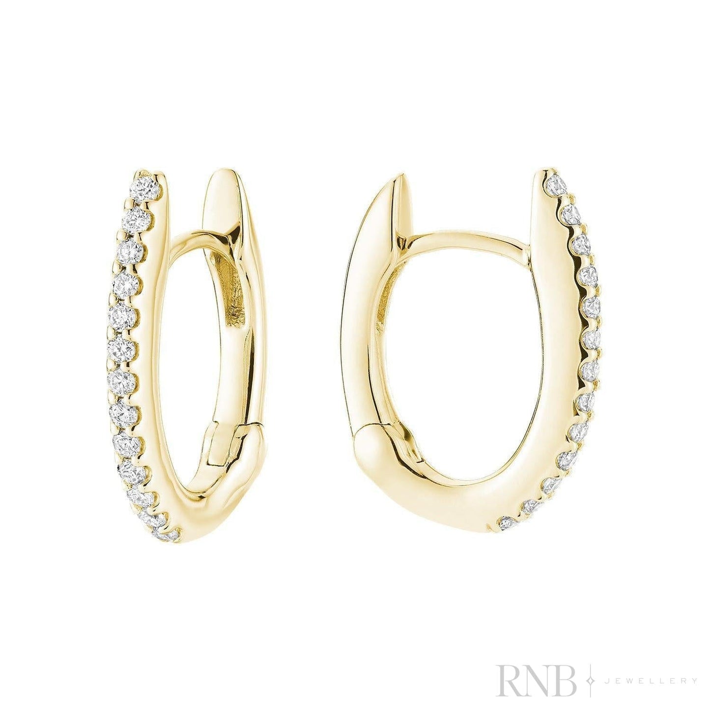 Diamond Huggie Oval Shape Earrings