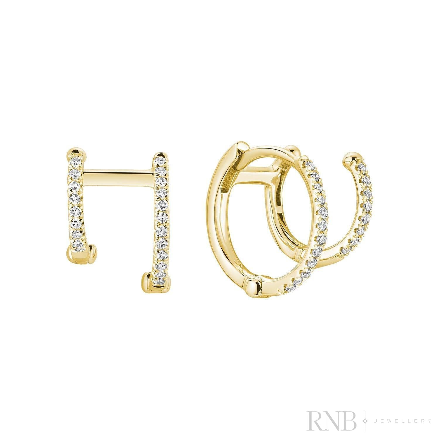 Double Huggie Diamond Earrings