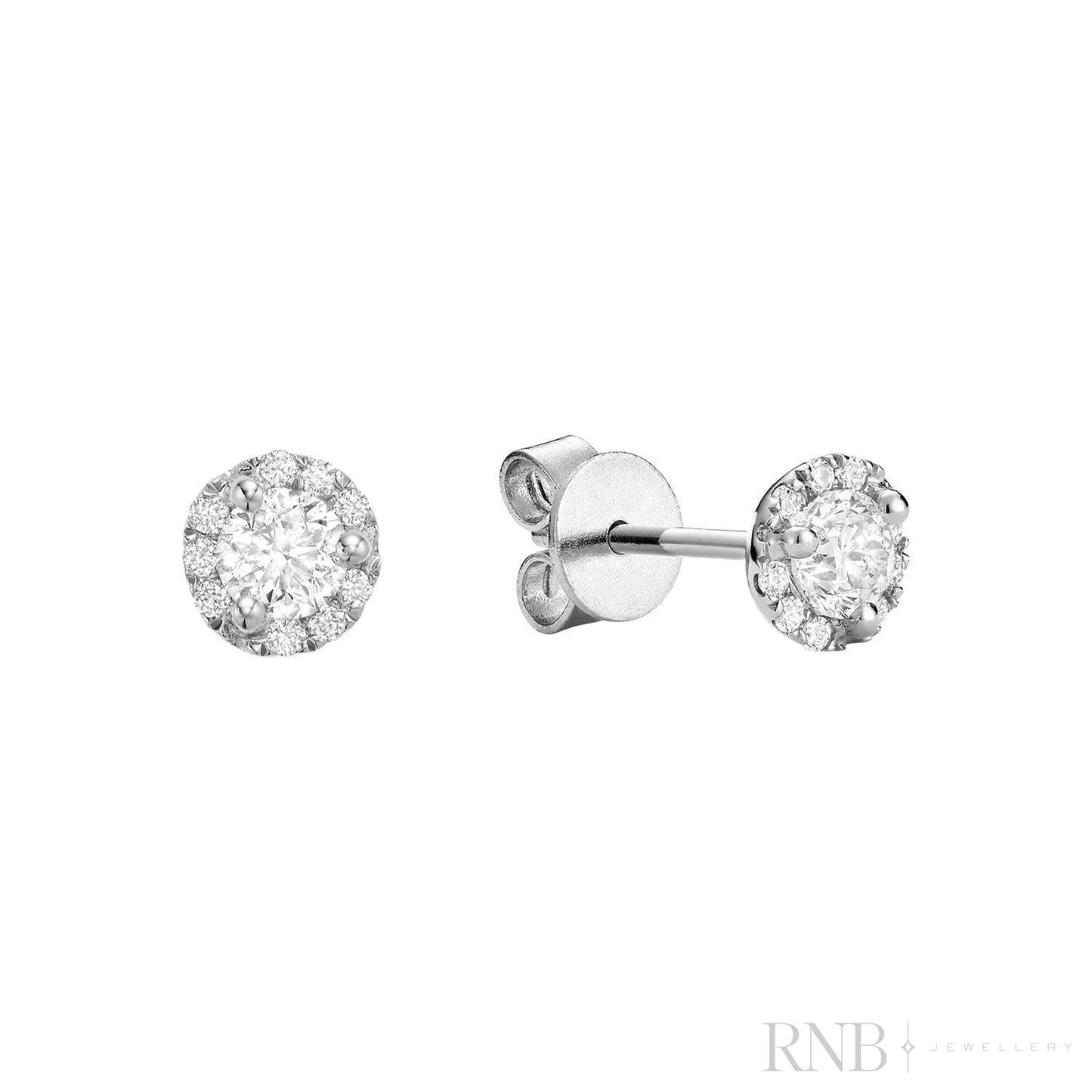 Martini Cup Diamond Halo Stud Earrings-RNB Jewellery