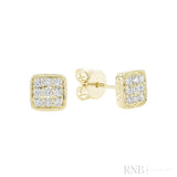 Square Milgrain Diamond Stud Earrings