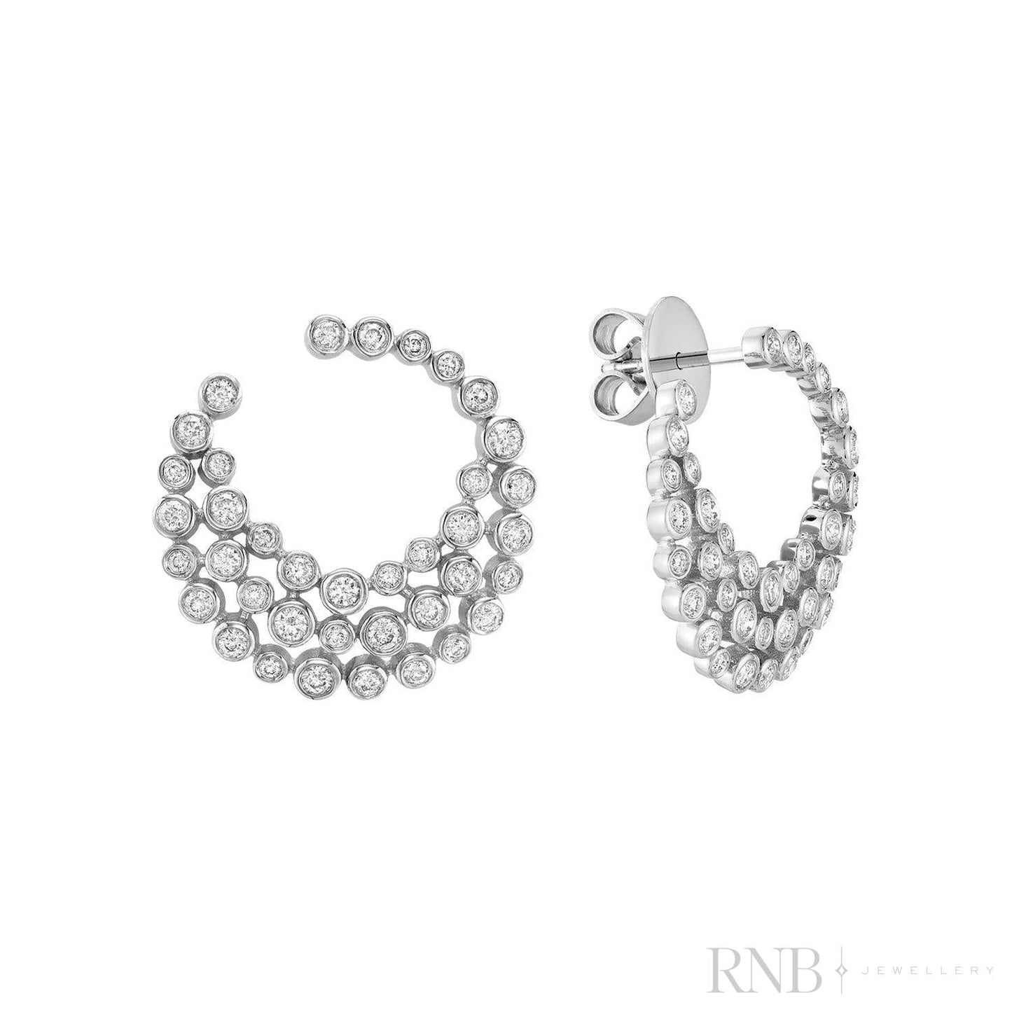 River Bezel Diamond Earrings