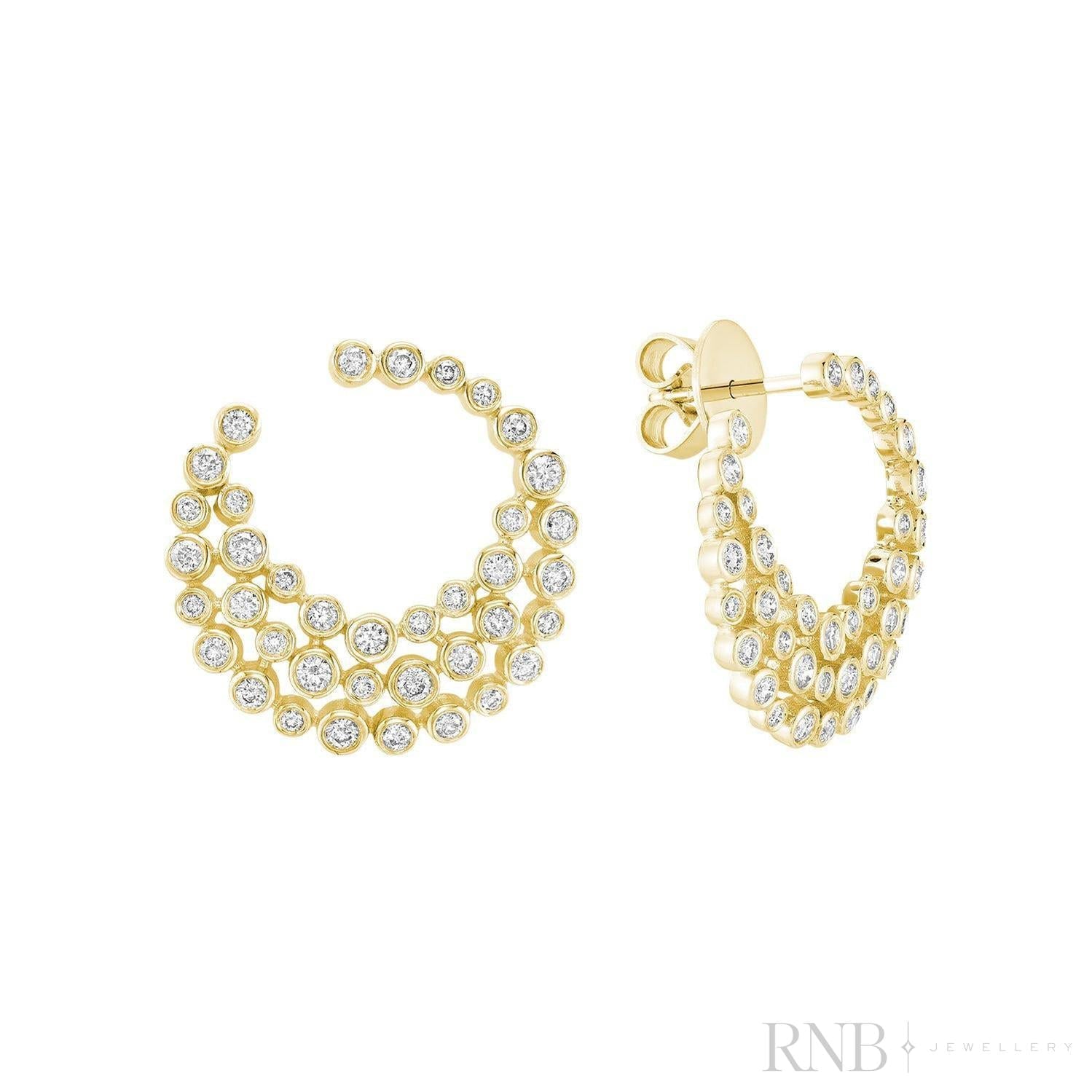 River Bezel Diamond Earrings