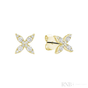 Marquise Flower Diamond Stud Earrings-RNB Jewellery