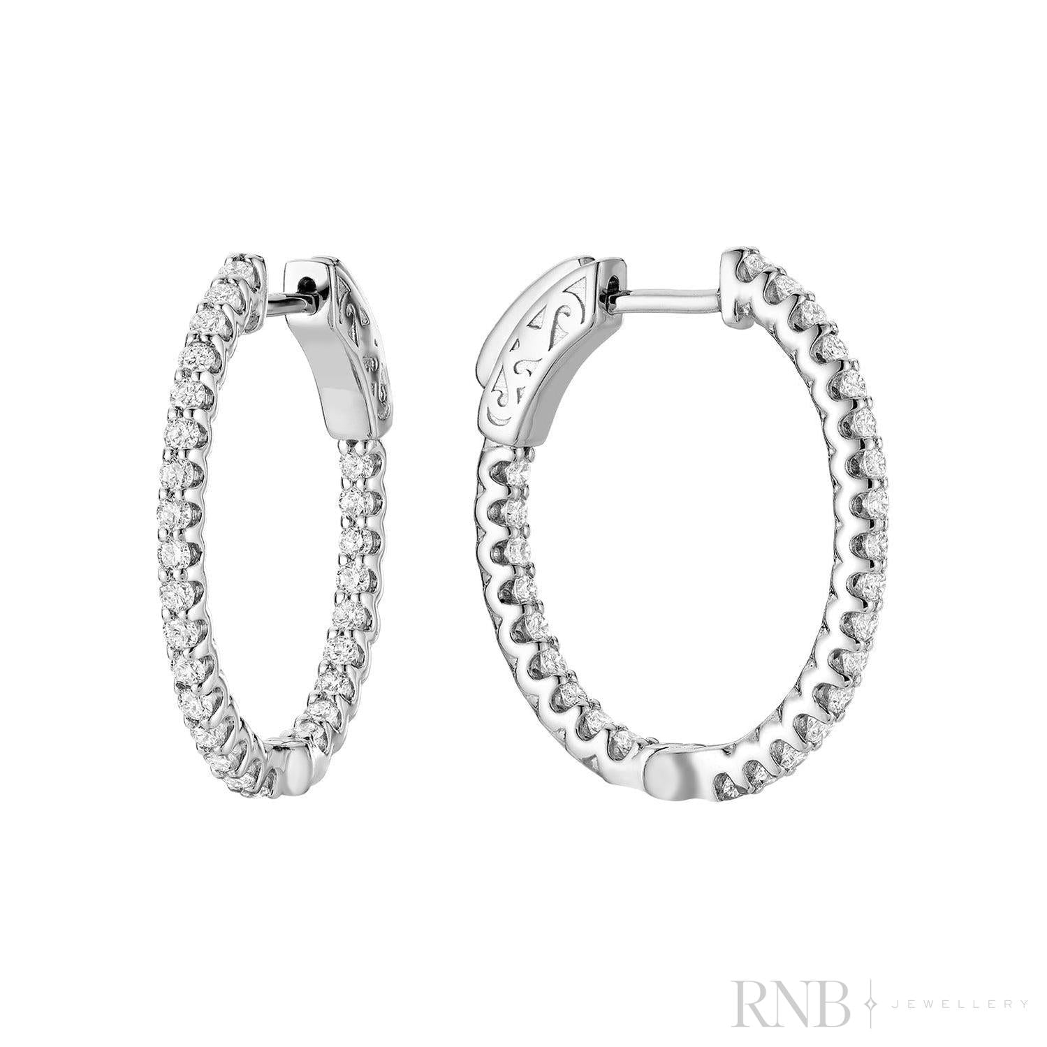 Oval Diamond Hoop Earrings
