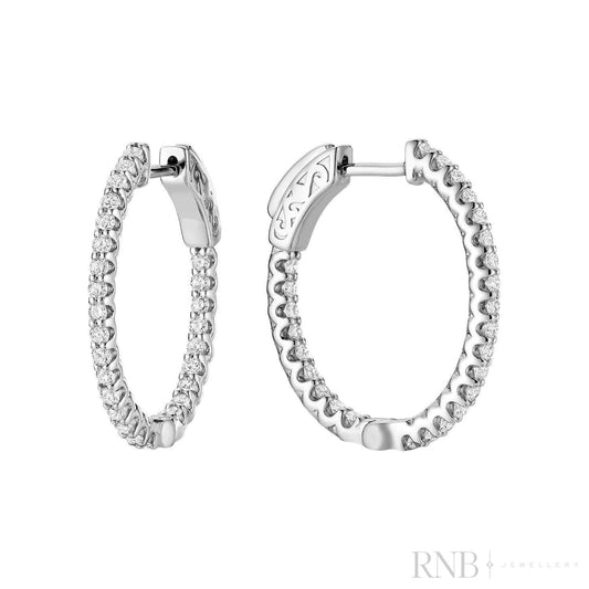 Oval Diamond Hoop Earrings-RNB Jewellery
