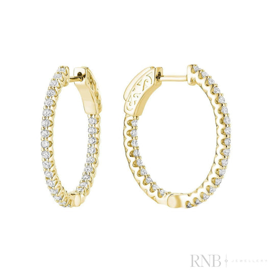 Oval Diamond Hoop Earrings-RNB Jewellery