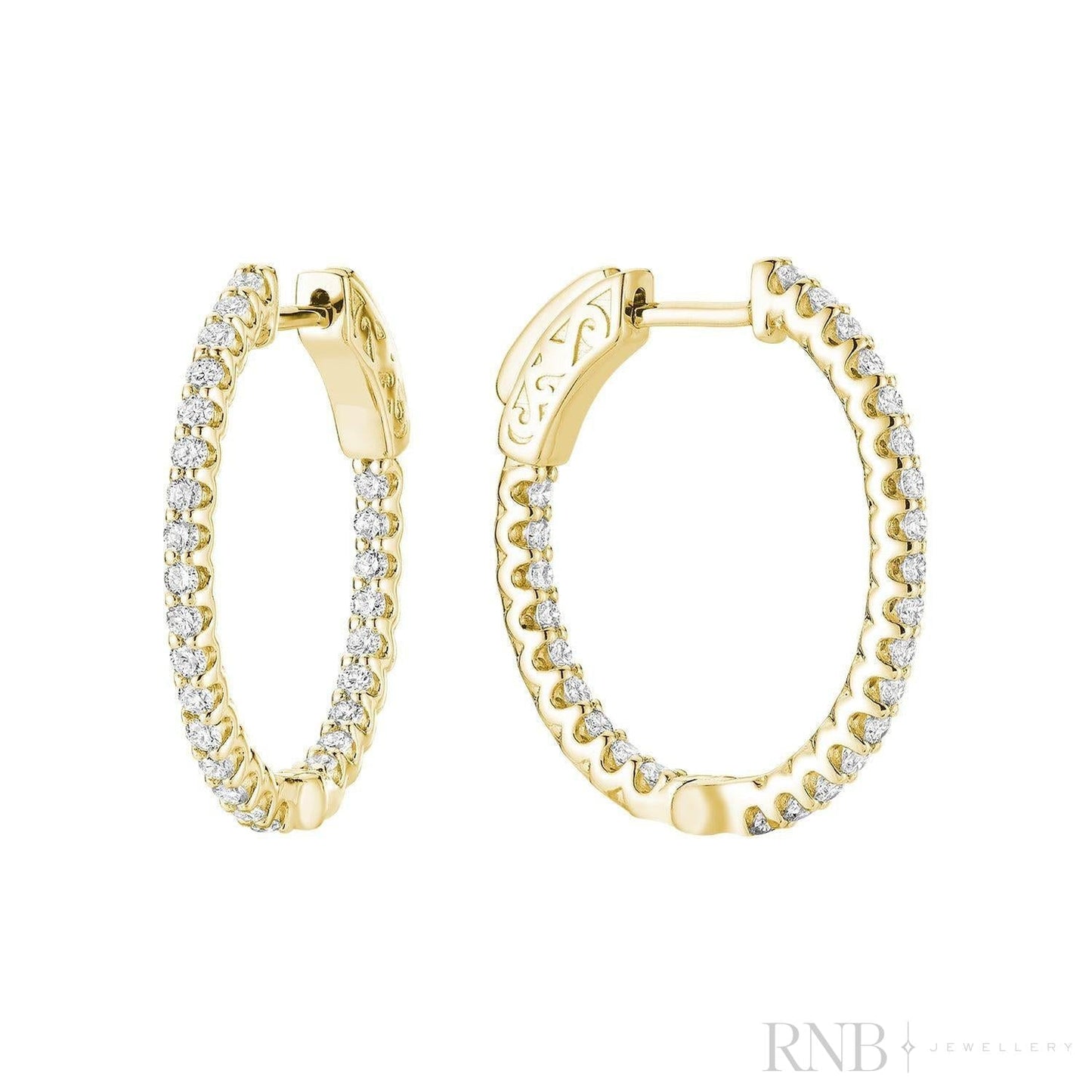 Oval Diamond Hoop Earrings