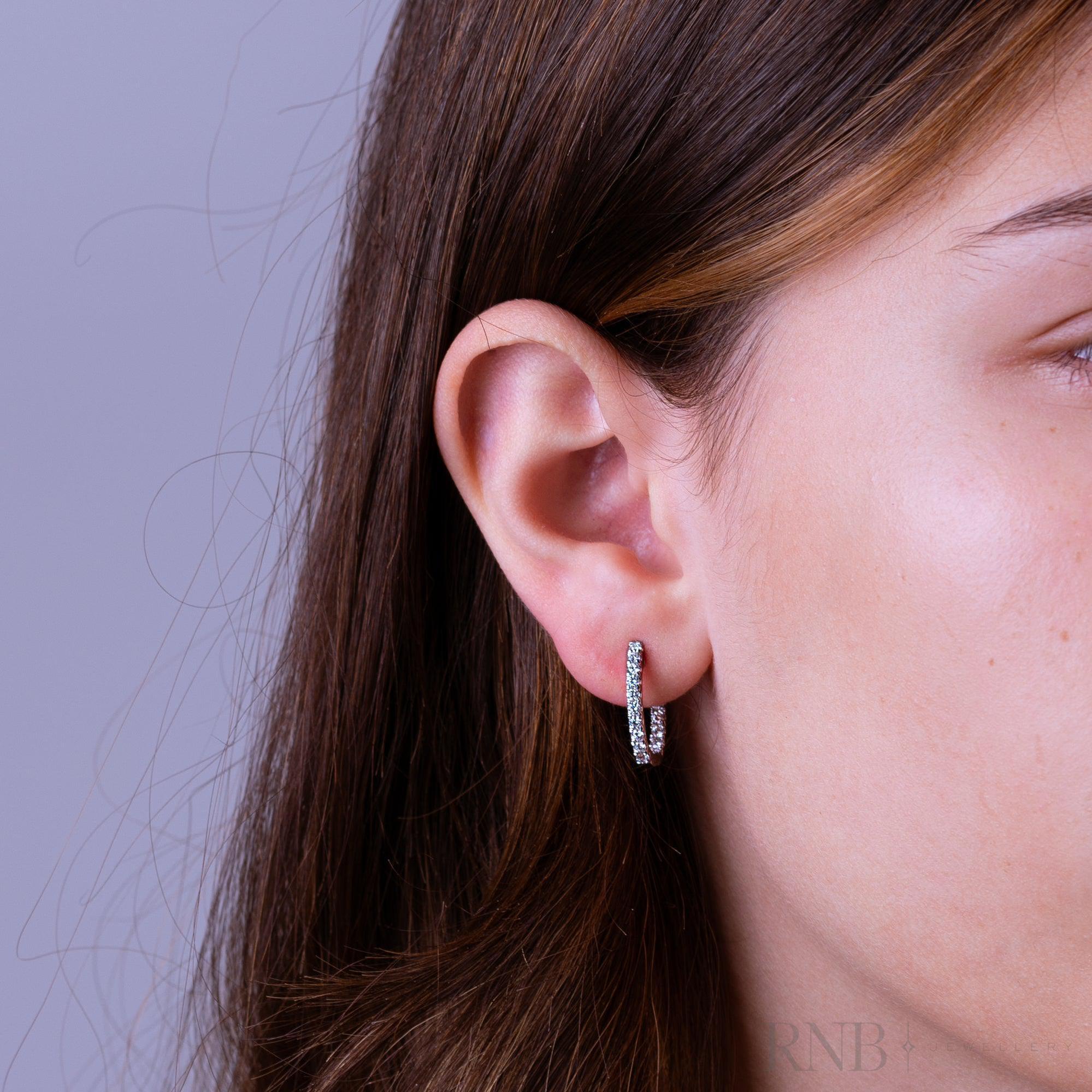 Inside Out Diamond Loop Oval Shape Earrings