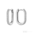 Pave Oval Paper-Clip Loop Earrings
