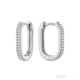 Pave Oval Paper-Clip Loop Earrings
