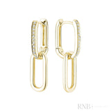 Alternating Dangle to Huggies Paper Clip Diamond Earrings