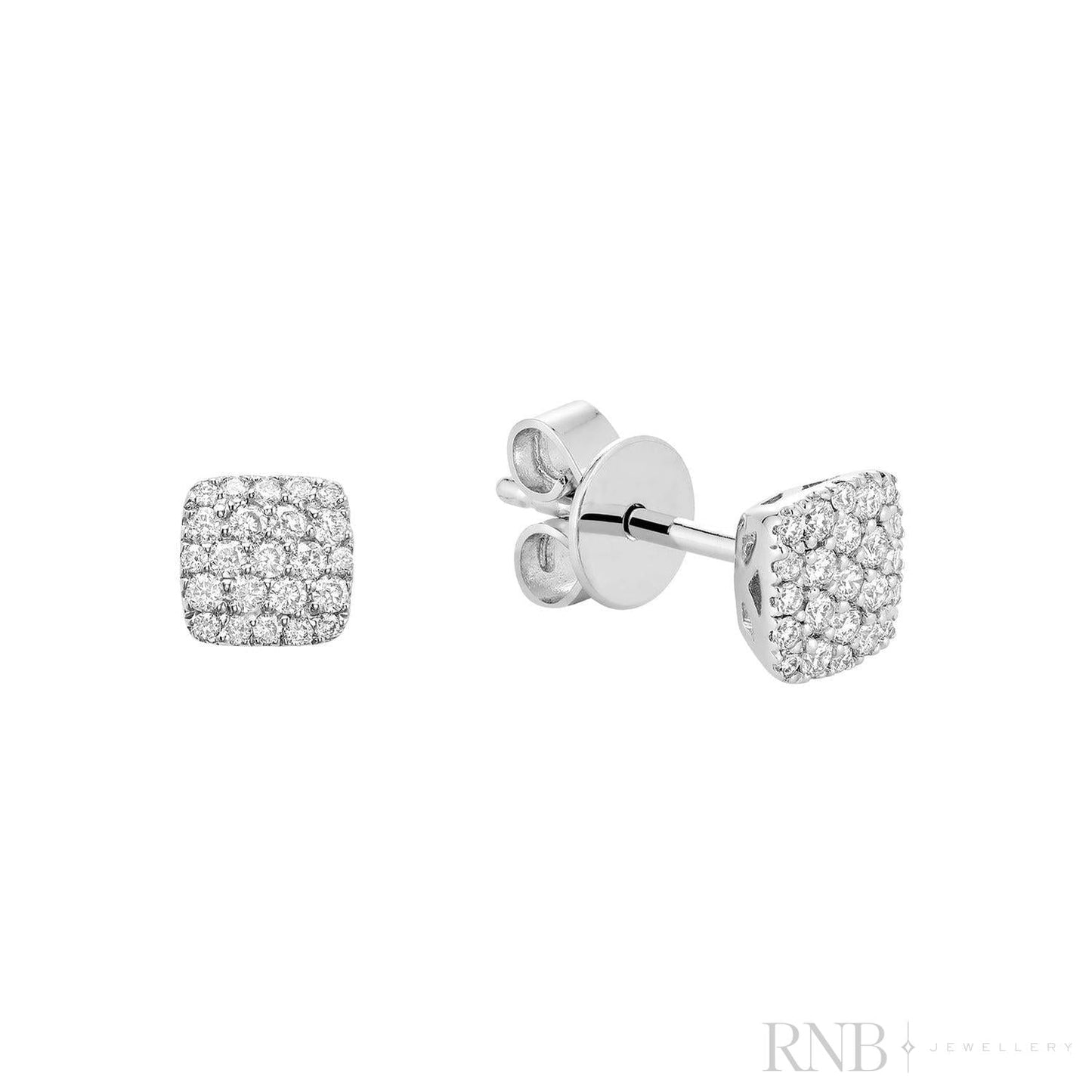 Pave Square Diamond Stud Earrings