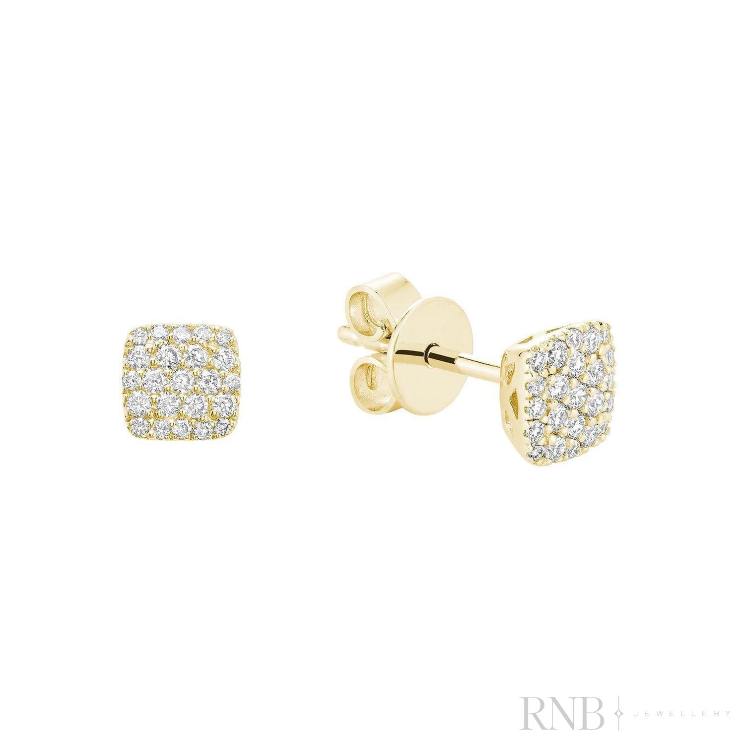 Pave Square Diamond Stud Earrings