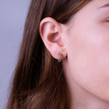 Baguette & Round Diamond Huggie Earrings