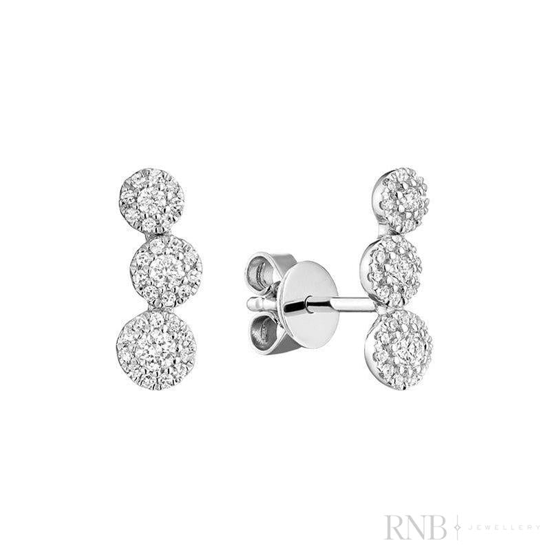 Triple Circle Diamond Cluster Earrings