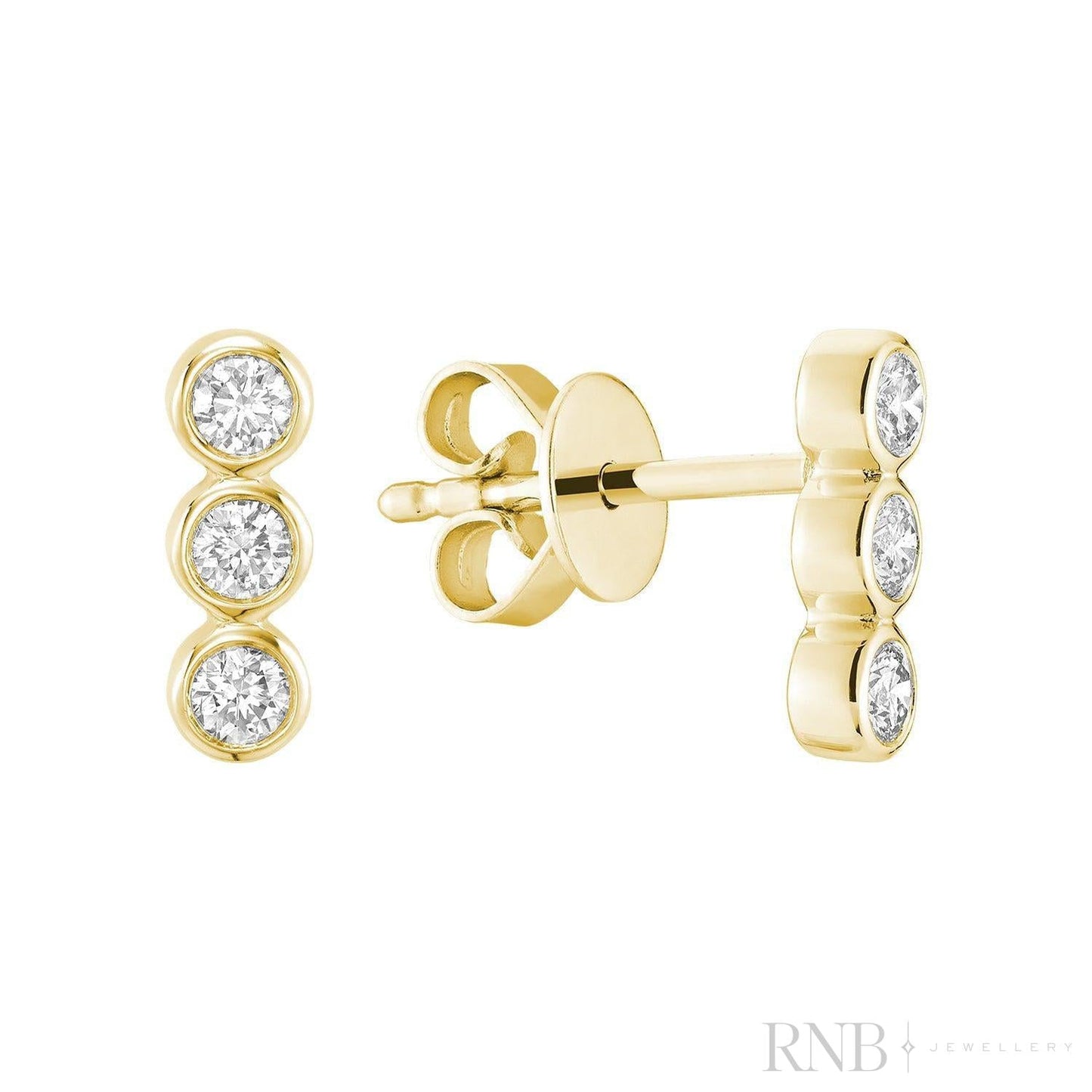 Trinity Bezel Diamond Stud Earrings
