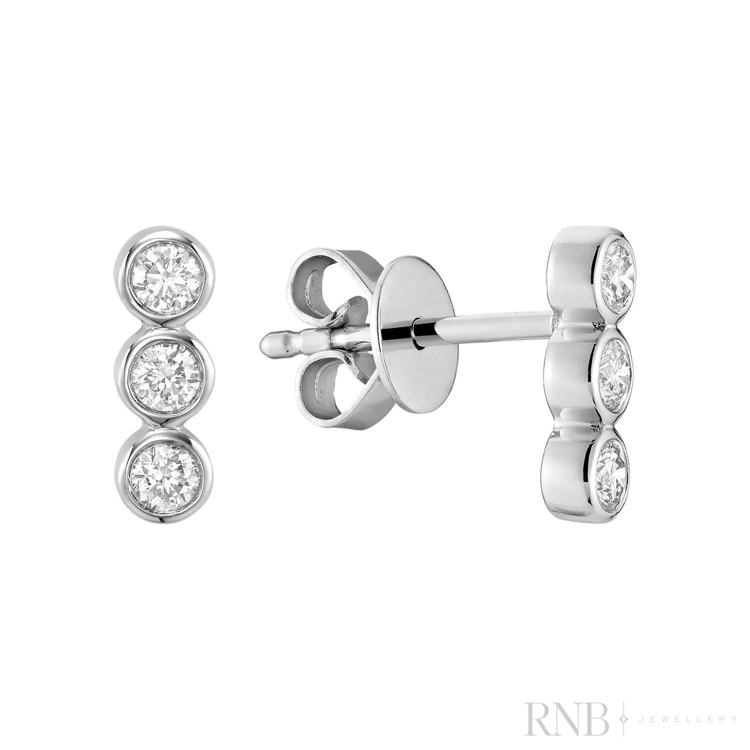 Trinity Bezel Diamond Stud Earrings