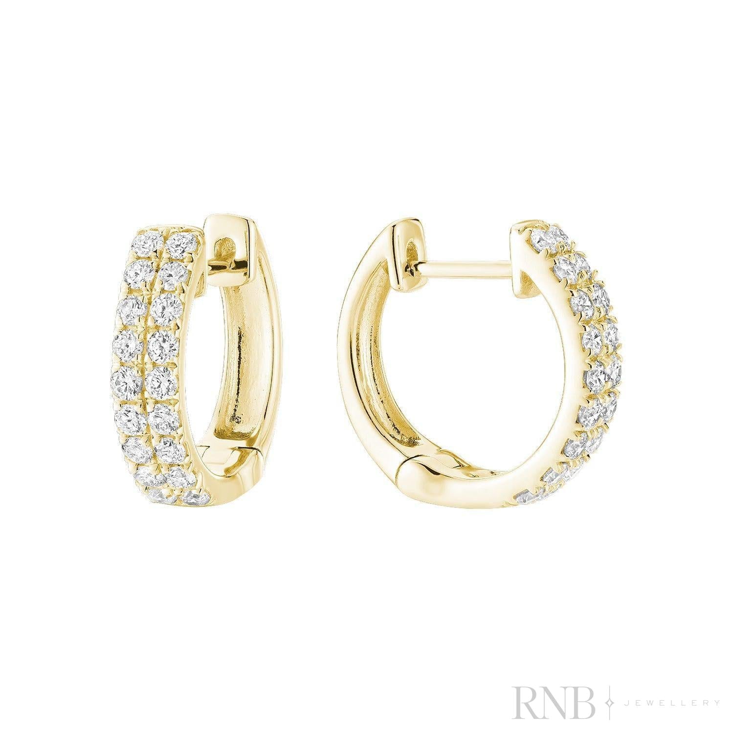Double Row Diamond Huggie Earrings