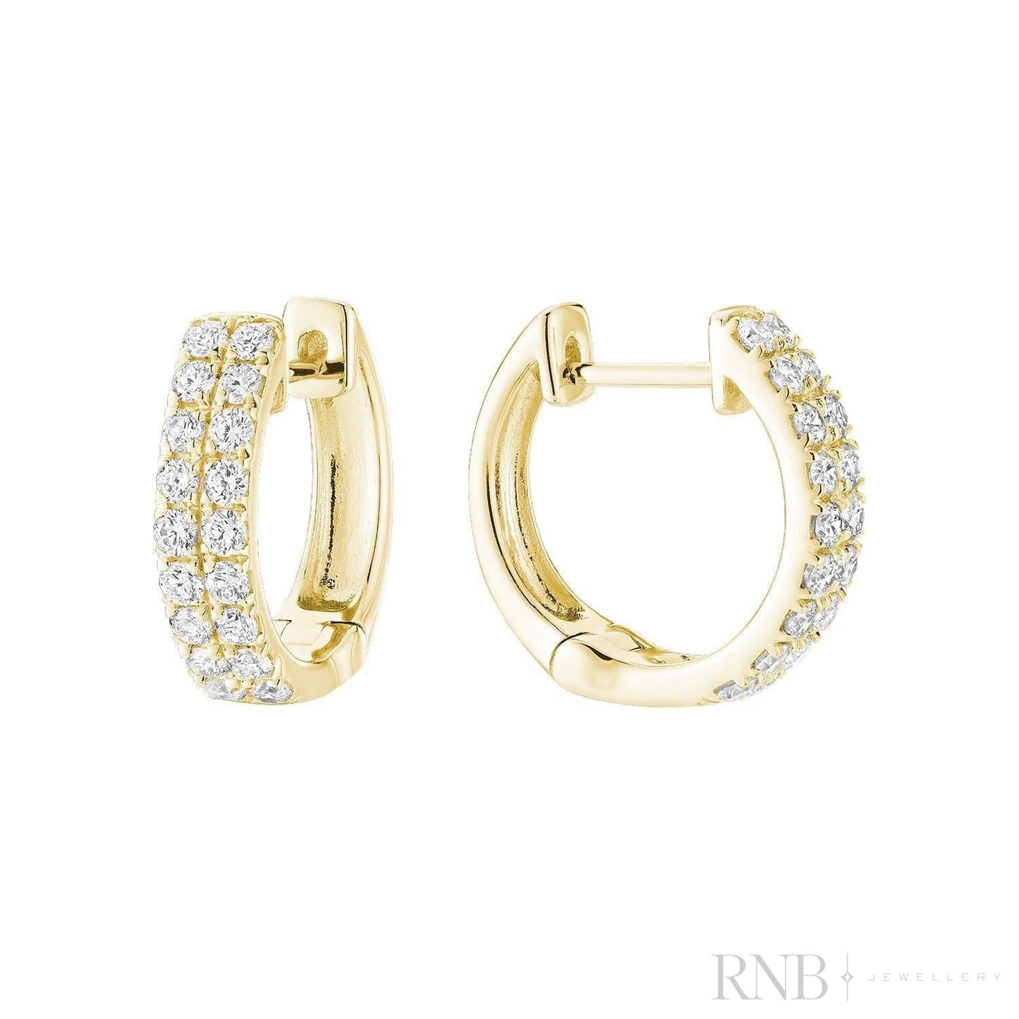 Double Row Diamond Huggie Earrings