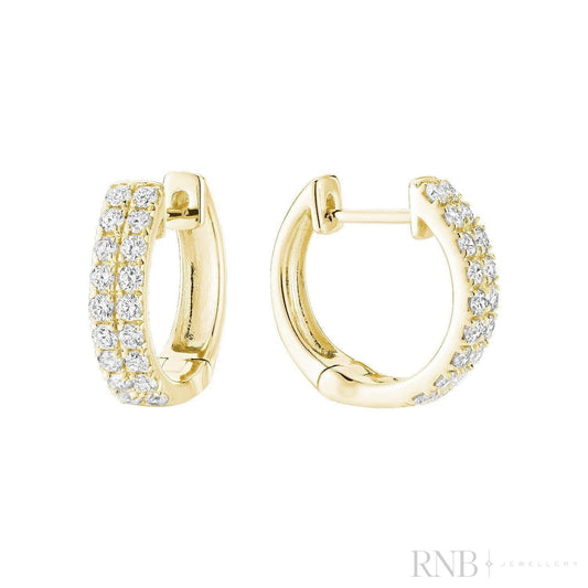 Double Row Diamond Huggie Earrings