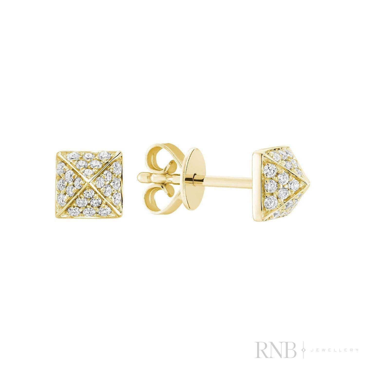 Pave Pyramid Diamond Stud Earrings