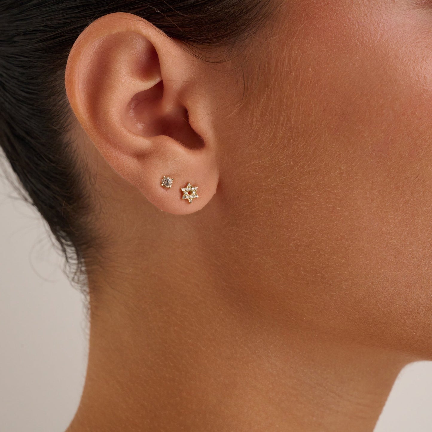 Diamond Star Of David Stud Earrings