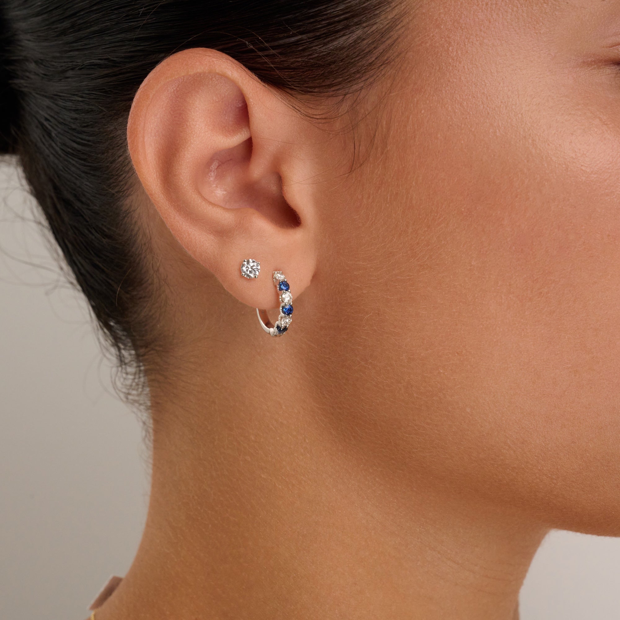 Precious Stone & Diamond Huggie Earrings