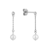 Dangling Diamond & Pearl Stud Earrings