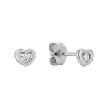 Mini Heart Diamond Stud Earrings
