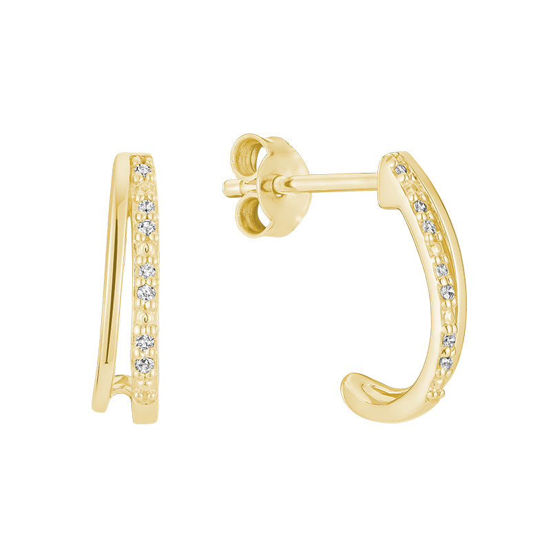 Stud Double Row Ear wrap Diamond Earrings