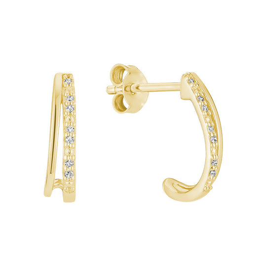 Stud Double Row Ear wrap Diamond Earrings