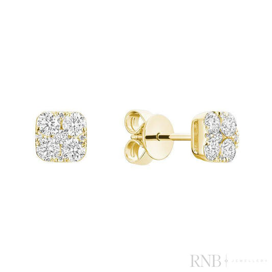 Pave Square Diamond Stud Earrings