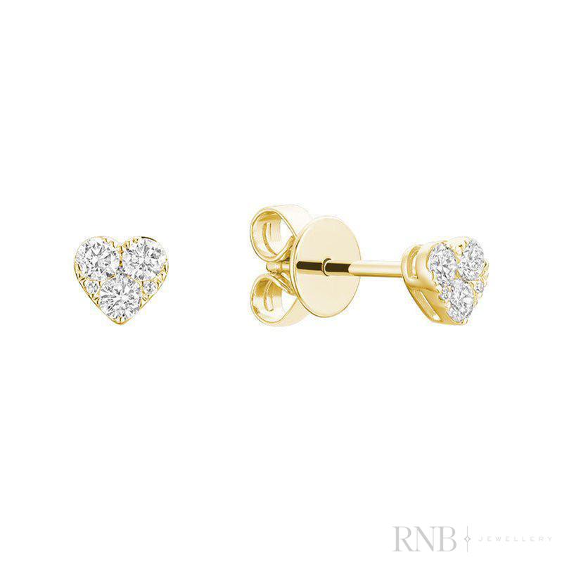 Pave Heart Diamond Stud Earrings