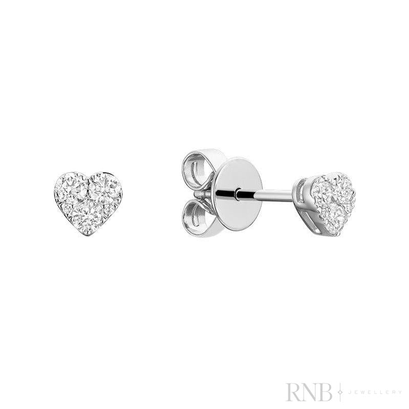 Pave Heart Diamond Stud Earrings