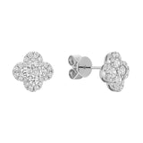 Dainty Clover Diamond Stud Earrings
